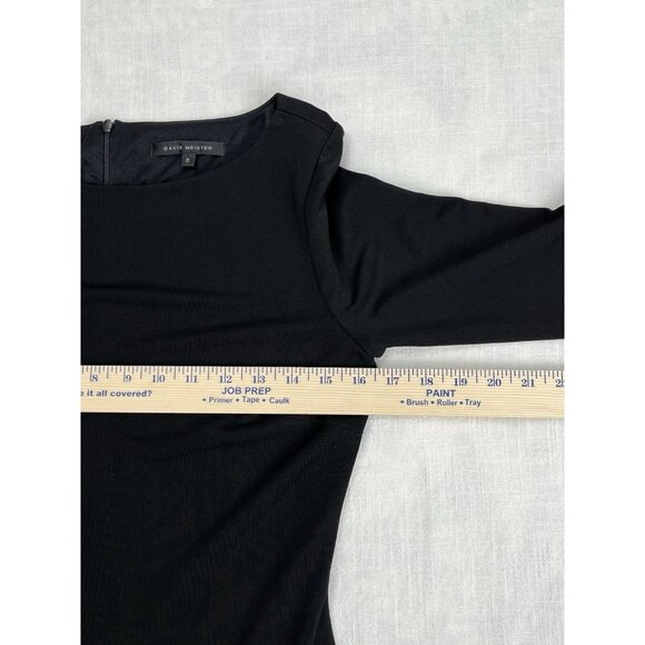 David Meister Women's Midi Dress Modest Old Money 3/4 Sleeve Black Tan Sz 6 - Picture 7 of 8